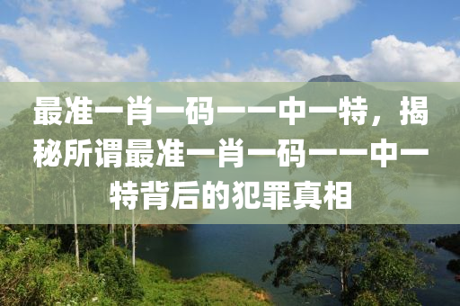 最准一肖一码一一中一特，揭秘所谓最准一肖一码一一中一特背后的犯罪真相