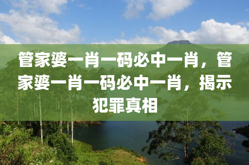 管家婆一肖一码必中一肖，管家婆一肖一码必中一肖，揭示犯罪真相