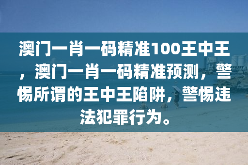 澳门一肖一码精准100王中王，澳门一肖一码精准预测，警惕所谓的王中王陷阱，警惕违法犯罪行为。