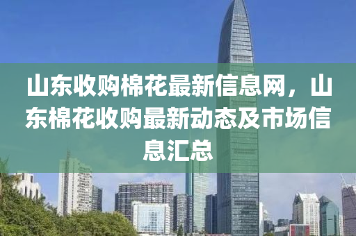 山东收购棉花最新信息网，山东棉花收购最新动态及市场信息汇总