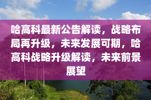 哈高科最新公告解读，战略布局再升级，未来发展可期，哈高科战略升级解读，未来前景展望