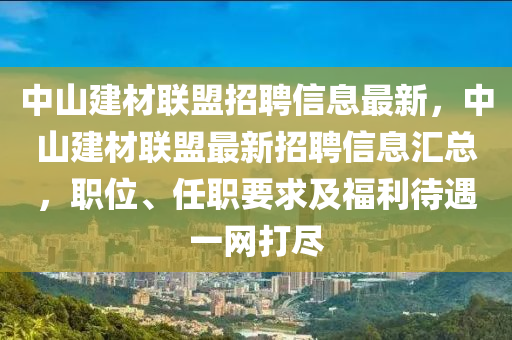 中山建材联盟招聘信息最新，中山建材联盟最新招聘信息汇总，职位、任职要求及福利待遇一网打尽