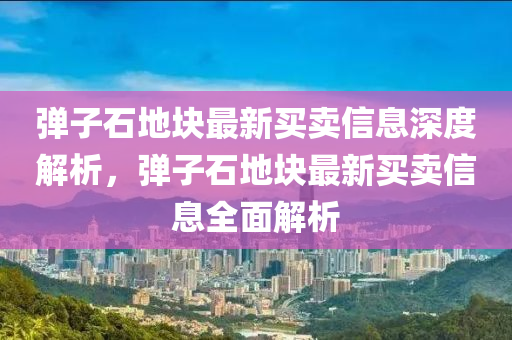 弹子石地块最新买卖信息深度解析，弹子石地块最新买卖信息全面解析