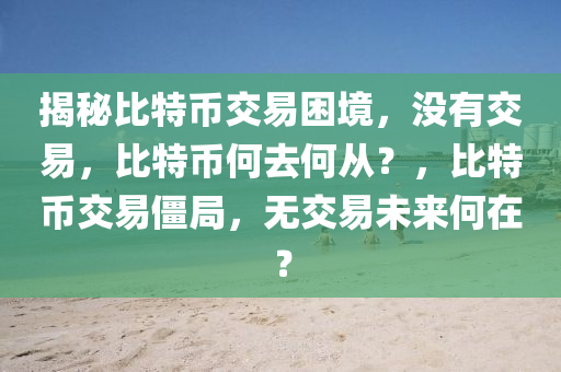 揭秘比特币交易困境，没有交易，比特币何去何从？，比特币交易僵局，无交易未来何在？