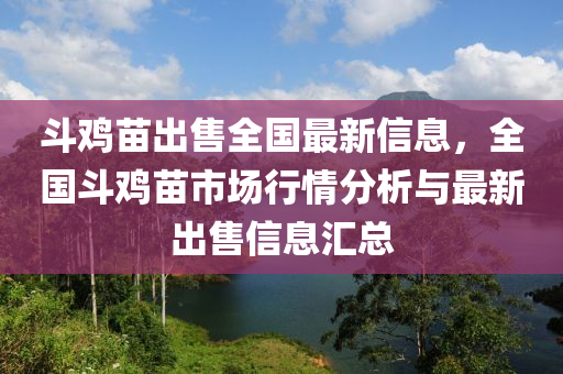 斗鸡苗出售全国最新信息，全国斗鸡苗市场行情分析与最新出售信息汇总