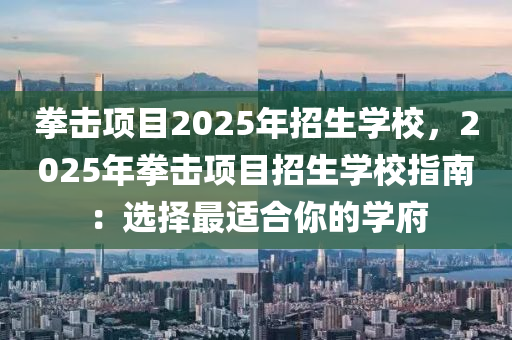拳击项目2025年招生学校，2025年拳击项目招生学校指南：选择最适合你的学府