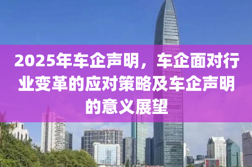 2025年车企声明，车企面对行业变革的应对策略及车企声明的意义展望