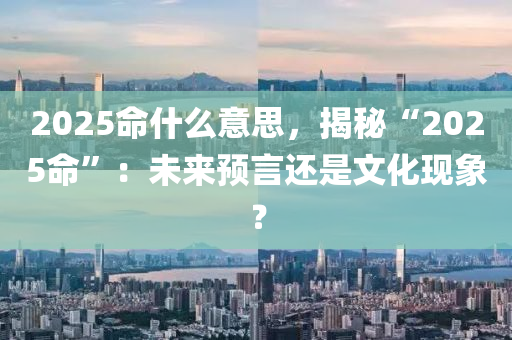 2025命什么意思，揭秘“2025命”：未来预言还是文化现象？