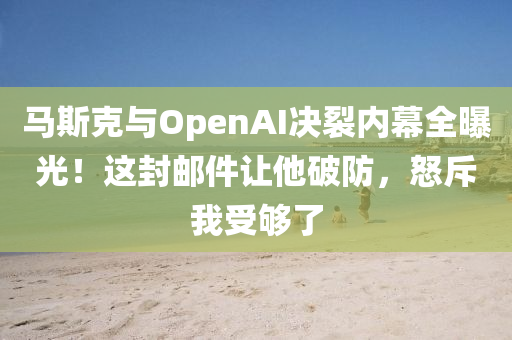马斯克与OpenAI决裂内幕全曝光！这封邮件让他破防，怒斥我受够了
