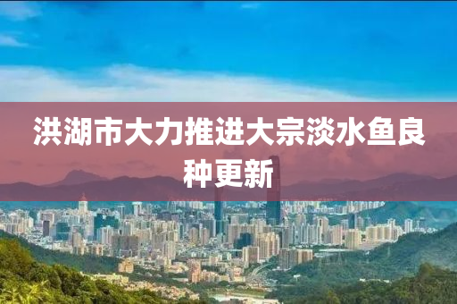 洪湖市大力推进大宗淡水鱼良种更新