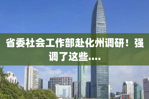 省委社会工作部赴化州调研！强调了这些....