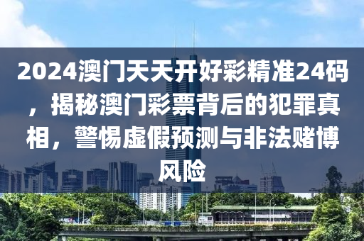 2024澳门天天开好彩精准24码，揭秘澳门彩票背后的犯罪真相，警惕虚假预测与非法赌博风险