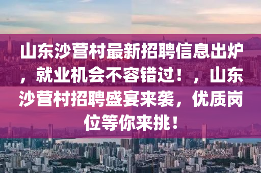 山东沙营村最新招聘信息出炉，就业机会不容错过！，山东沙营村招聘盛宴来袭，优质岗位等你来挑！