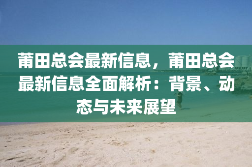 莆田总会最新信息，莆田总会最新信息全面解析：背景、动态与未来展望