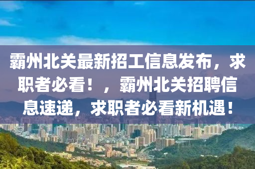 霸州北关最新招工信息发布，求职者必看！，霸州北关招聘信息速递，求职者必看新机遇！