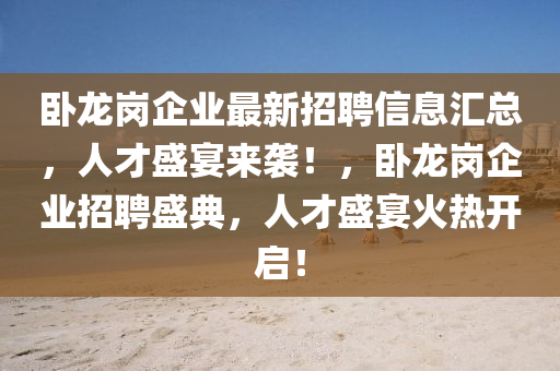 卧龙岗企业最新招聘信息汇总，人才盛宴来袭！，卧龙岗企业招聘盛典，人才盛宴火热开启！