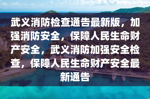 武义消防检查通告最新版，加强消防安全，保障人民生命财产安全，武义消防加强安全检查，保障人民生命财产安全最新通告