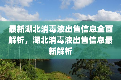 最新湖北消毒液出售信息全面解析，湖北消毒液出售信息最新解析