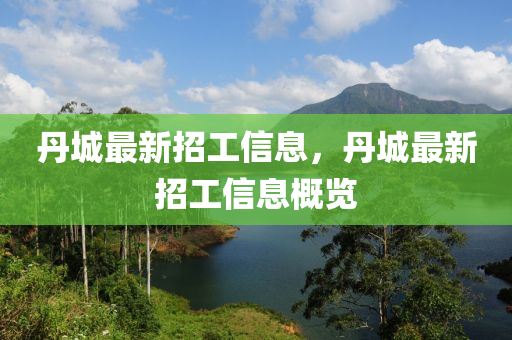 丹城最新招工信息，丹城最新招工信息概览