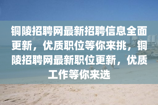 铜陵招聘网最新招聘信息全面更新，优质职位等你来挑，铜陵招聘网最新职位更新，优质工作等你来选