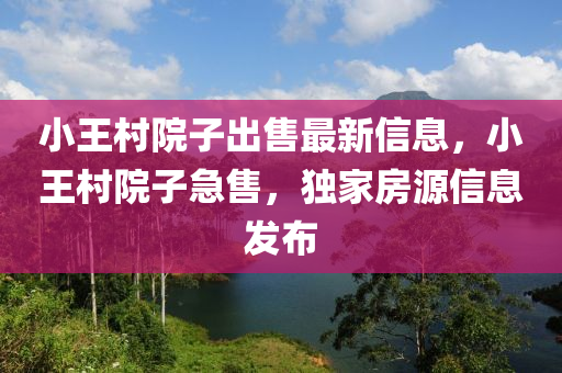 小王村院子出售最新信息，小王村院子急售，独家房源信息发布