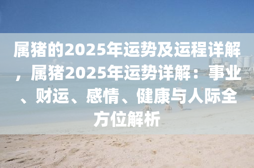属猪的2025年运势及运程详解，属猪2025年运势详解：事业、财运、感情、健康与人际全方位解析