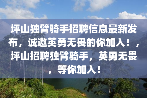坪山独臂骑手招聘信息最新发布，诚邀英勇无畏的你加入！，坪山招聘独臂骑手，英勇无畏，等你加入！