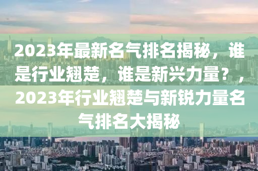 2023年最新名气排名揭秘，谁是行业翘楚，谁是新兴力量？，2023年行业翘楚与新锐力量名气排名大揭秘
