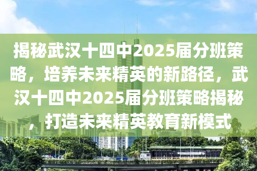 揭秘武汉十四中2025届分班策略，培养未来精英的新路径，武汉十四中2025届分班策略揭秘，打造未来精英教育新模式