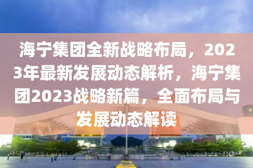 海宁集团全新战略布局，2023年最新发展动态解析，海宁集团2023战略新篇，全面布局与发展动态解读