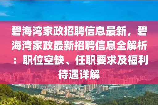 碧海湾家政招聘信息最新，碧海湾家政最新招聘信息全解析：职位空缺、任职要求及福利待遇详解