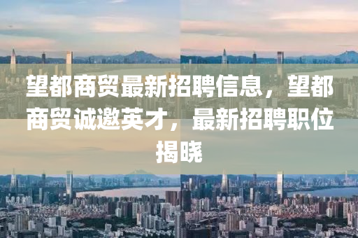 望都商贸最新招聘信息，望都商贸诚邀英才，最新招聘职位揭晓