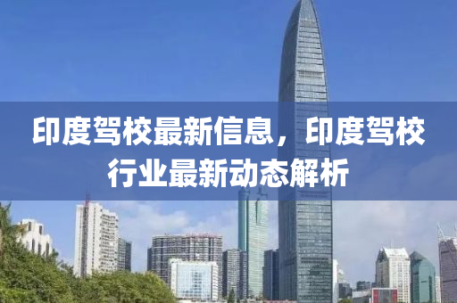 印度驾校最新信息，印度驾校行业最新动态解析