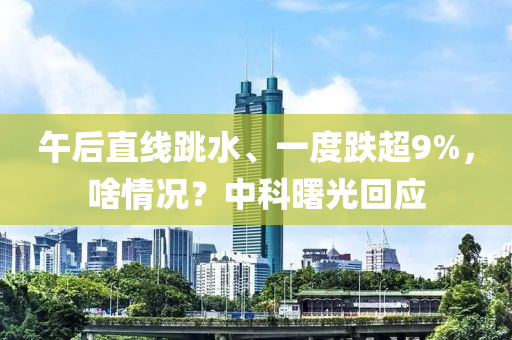 午后直线跳水、一度跌超9%，啥情况？中科曙光回应