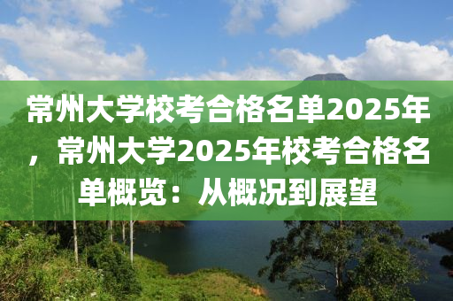 常州大学校考合格名单2025年，常州大学2025年校考合格名单概览：从概况到展望