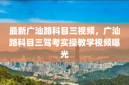 最新广汕路科目三视频，广汕路科目三驾考实操教学视频曝光