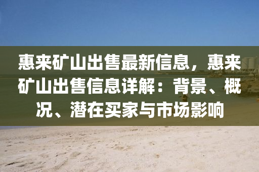 惠来矿山出售最新信息，惠来矿山出售信息详解：背景、概况、潜在买家与市场影响