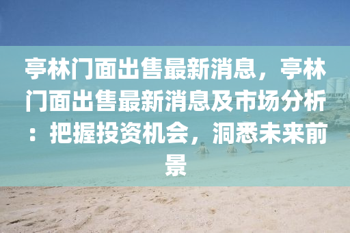 亭林门面出售最新消息，亭林门面出售最新消息及市场分析：把握投资机会，洞悉未来前景