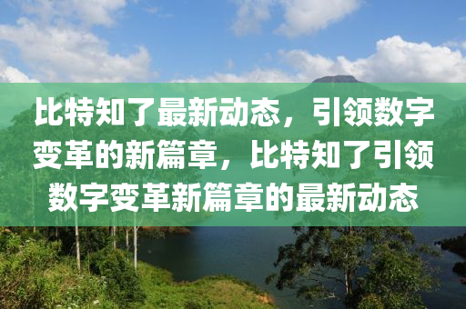 比特知了最新动态，引领数字变革的新篇章，比特知了引领数字变革新篇章的最新动态