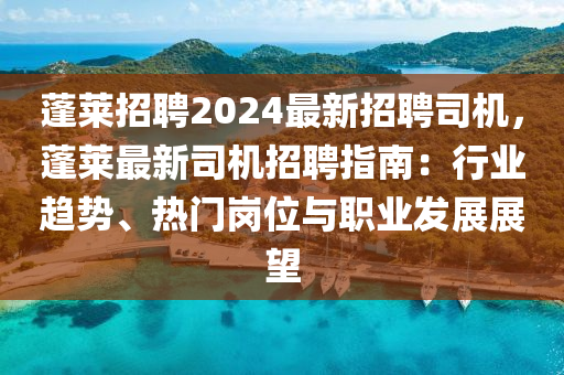蓬莱招聘2024最新招聘司机，蓬莱最新司机招聘指南：行业趋势、热门岗位与职业发展展望