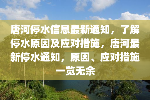 唐河停水信息最新通知，了解停水原因及应对措施，唐河最新停水通知，原因、应对措施一览无余