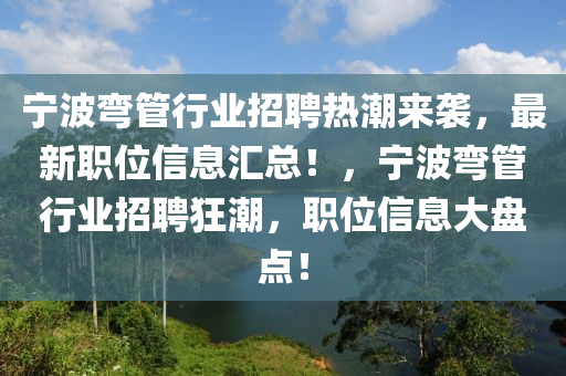 宁波弯管行业招聘热潮来袭，最新职位信息汇总！，宁波弯管行业招聘狂潮，职位信息大盘点！