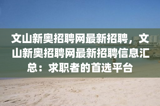 文山新奥招聘网最新招聘，文山新奥招聘网最新招聘信息汇总：求职者的首选平台