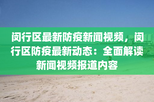 闵行区最新防疫新闻视频，闵行区防疫最新动态：全面解读新闻视频报道内容