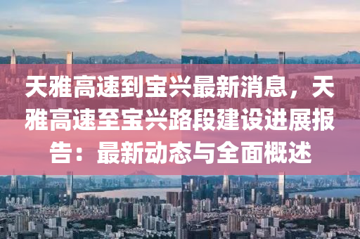天雅高速到宝兴最新消息，天雅高速至宝兴路段建设进展报告：最新动态与全面概述