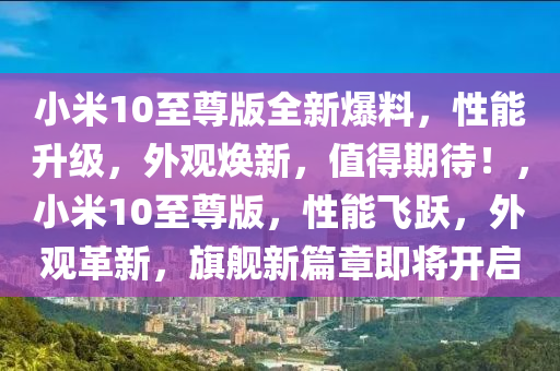 小米10至尊版全新爆料，性能升级，外观焕新，值得期待！，小米10至尊版，性能飞跃，外观革新，旗舰新篇章即将开启