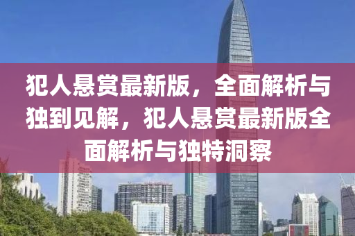 犯人悬赏最新版，全面解析与独到见解，犯人悬赏最新版全面解析与独特洞察