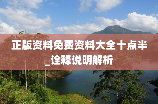 正版资料免费资料大全十点半_诠释说明解析