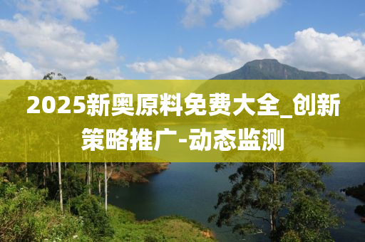 2025新奥原料免费大全_创新策略推广-动态监测