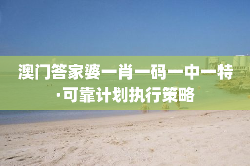 澳门答家婆一肖一码一中一特·可靠计划执行策略